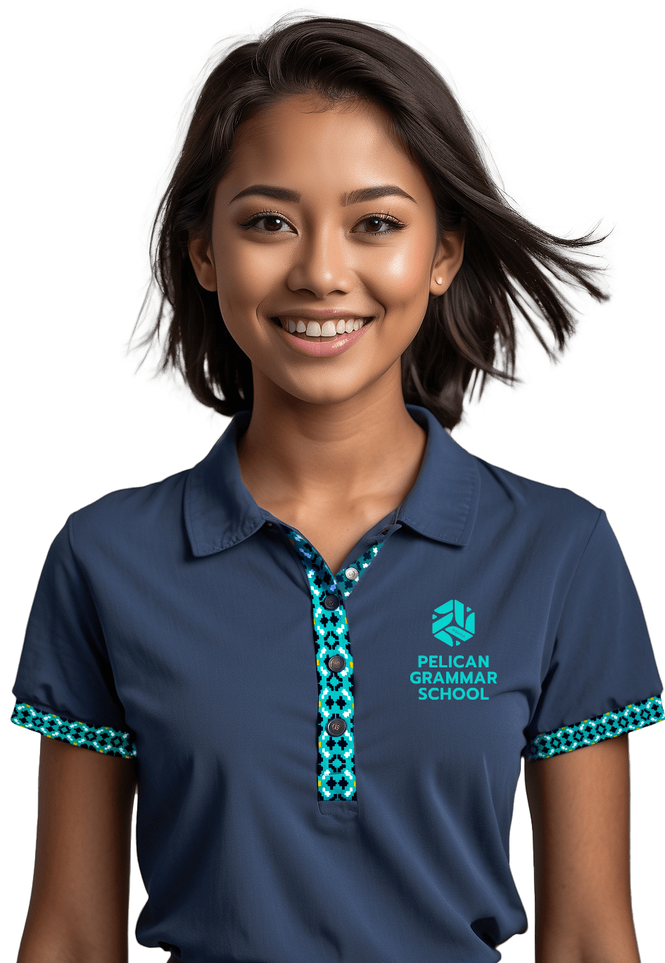 A student in the PGS uniform with tais trim